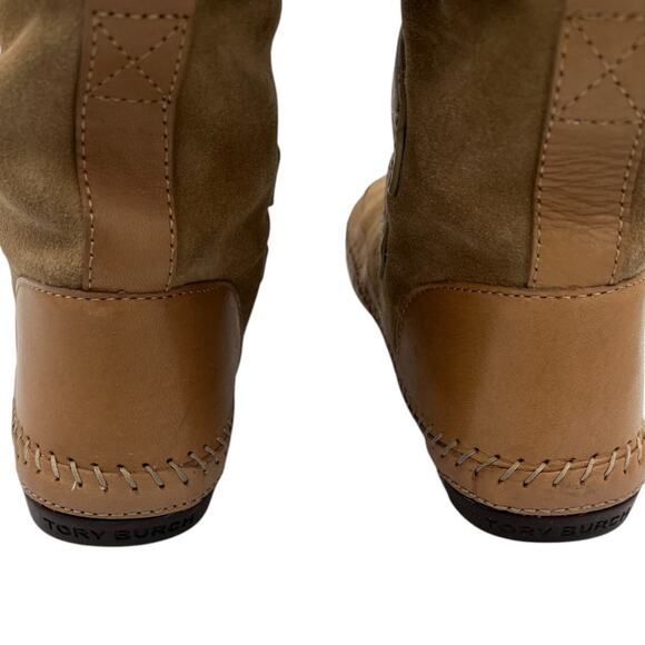 Tory Burch Camel Mid Calf Rabbit Fur Buckle Winter Moccasin Boot Size 6 - Picture 7 of 9